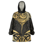 Gold Black New Zealand Manta Ray Wearable Blanket Hoodie Aotearoa Maori Haehae - Aussie Hoodie