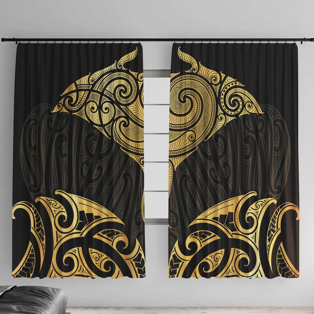 Gold Black New Zealand Manta Ray Window Curtain Aotearoa Maori Haehae - Aussie Hoodie