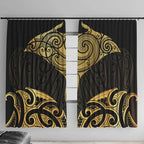 Gold Black New Zealand Manta Ray Window Curtain Aotearoa Maori Haehae - Aussie Hoodie