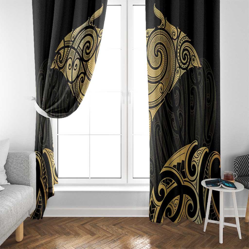 Gold Black New Zealand Manta Ray Window Curtain Aotearoa Maori Haehae - Aussie Hoodie
