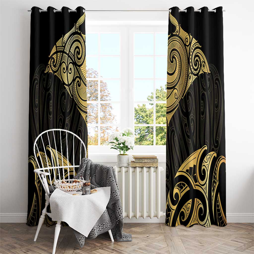 Gold Black New Zealand Manta Ray Window Curtain Aotearoa Maori Haehae - Aussie Hoodie