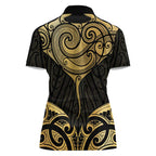 Gold Black New Zealand Manta Ray Women Polo Shirt Aotearoa Maori Haehae - Aussie Hoodie