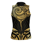 Gold Black New Zealand Manta Ray Women Sleeveless Polo Shirt Aotearoa Maori Haehae - Aussie Hoodie