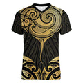Gold Black New Zealand Manta Ray Women V-Neck T-Shirt Aotearoa Maori Haehae - Aussie Hoodie