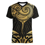 Gold Black New Zealand Manta Ray Women V-Neck T-Shirt Aotearoa Maori Haehae - Aussie Hoodie