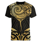 Gold Black New Zealand Manta Ray Women V-Neck T-Shirt Aotearoa Maori Haehae - Aussie Hoodie