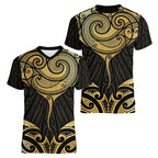 Gold Black New Zealand Manta Ray Women V-Neck T-Shirt Aotearoa Maori Haehae - Aussie Hoodie
