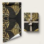 Gold Black New Zealand Manta Ray Wrapping Paper Aotearoa Maori Haehae - Aussie Hoodie