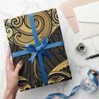 Gold Black New Zealand Manta Ray Wrapping Paper Aotearoa Maori Haehae - Aussie Hoodie