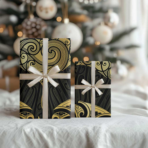 Gold Black New Zealand Manta Ray Wrapping Paper Aotearoa Maori Haehae - Aussie Hoodie