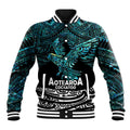 New Zealand Sulphur-crested Cockatoo Baseball Jacket Aotearoa Maori Mix Paua Shell