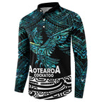 New Zealand Sulphur-crested Cockatoo Button Sweatshirt Aotearoa Maori Mix Paua Shell