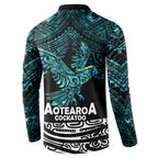 New Zealand Sulphur-crested Cockatoo Button Sweatshirt Aotearoa Maori Mix Paua Shell