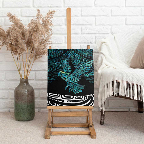 New Zealand Sulphur-crested Cockatoo Canvas Wall Art Aotearoa Maori Mix Paua Shell