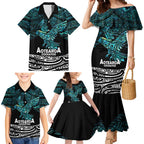 New Zealand Sulphur-crested Cockatoo Family Matching Mermaid Dress and Hawaiian Shirt Aotearoa Maori Mix Paua Shell
