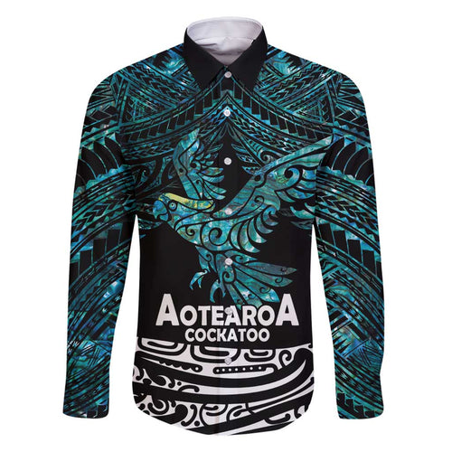 New Zealand Sulphur-crested Cockatoo Family Matching Summer Maxi Dress and Hawaiian Shirt Aotearoa Maori Mix Paua Shell