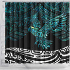 New Zealand Sulphur-crested Cockatoo Shower Curtain Aotearoa Maori Mix Paua Shell