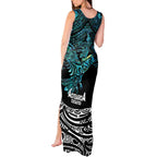 New Zealand Sulphur-crested Cockatoo Tank Maxi Dress Aotearoa Maori Mix Paua Shell