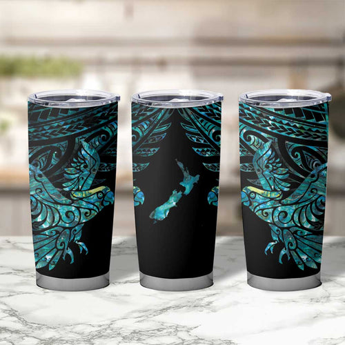 New Zealand Sulphur-crested Cockatoo Tumbler Cup Aotearoa Maori Mix Paua Shell
