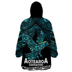 New Zealand Sulphur-crested Cockatoo Wearable Blanket Hoodie Aotearoa Maori Mix Paua Shell