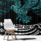 New Zealand Sulphur-crested Cockatoo Window Curtain Aotearoa Maori Mix Paua Shell