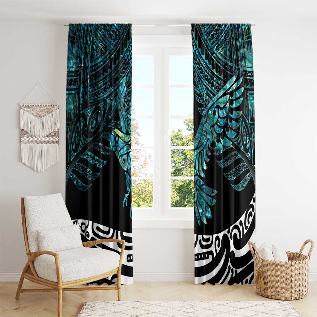New Zealand Sulphur-crested Cockatoo Window Curtain Aotearoa Maori Mix Paua Shell