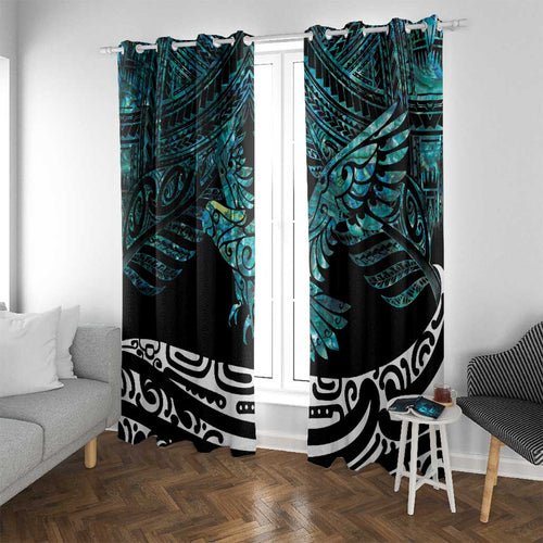 New Zealand Sulphur-crested Cockatoo Window Curtain Aotearoa Maori Mix Paua Shell