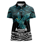 New Zealand Sulphur-crested Cockatoo Women Polo Shirt Aotearoa Maori Mix Paua Shell
