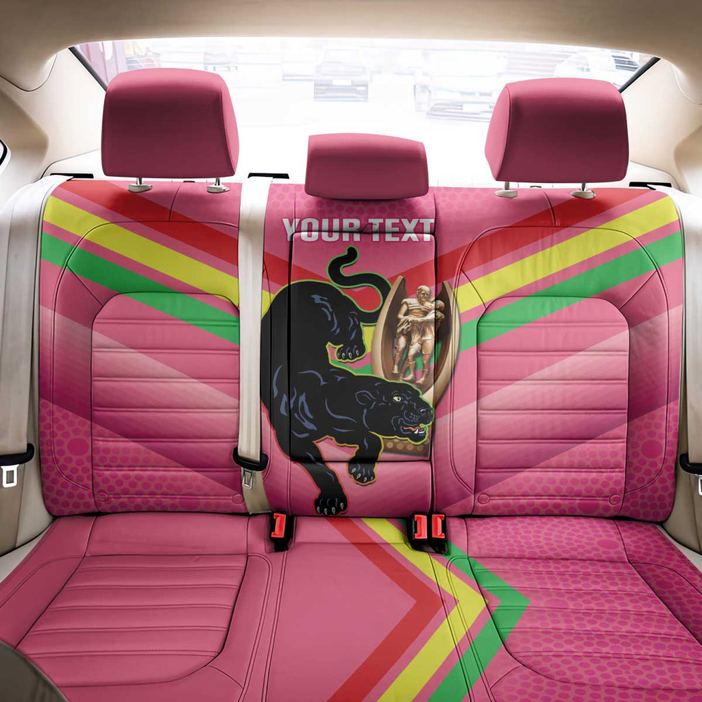 Personalised Panthers Rugby 2024 Back Car Seat Cover Mascot With Trophy Go Champions Aboriginal Art - Pink