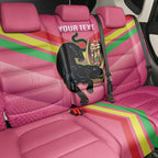 Personalised Panthers Rugby 2024 Back Car Seat Cover Mascot With Trophy Go Champions Aboriginal Art - Pink