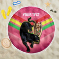 Personalised Panthers Rugby 2024 Beach Blanket Mascot With Trophy Go Champions Aboriginal Art - Pink