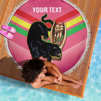 Personalised Panthers Rugby 2024 Beach Blanket Mascot With Trophy Go Champions Aboriginal Art - Pink