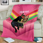 Personalised Panthers Rugby 2024 Blanket Mascot With Trophy Go Champions Aboriginal Art - Pink