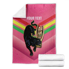 Personalised Panthers Rugby 2024 Blanket Mascot With Trophy Go Champions Aboriginal Art - Pink