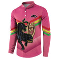 Personalised Panthers Rugby 2024 Button Sweatshirt Mascot With Trophy Go Champions Aboriginal Art - Pink