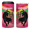 Personalised Panthers Rugby 2024 4 in 1 Can Cooler Tumbler Mascot With Trophy Go Champions Aboriginal Art - Pink