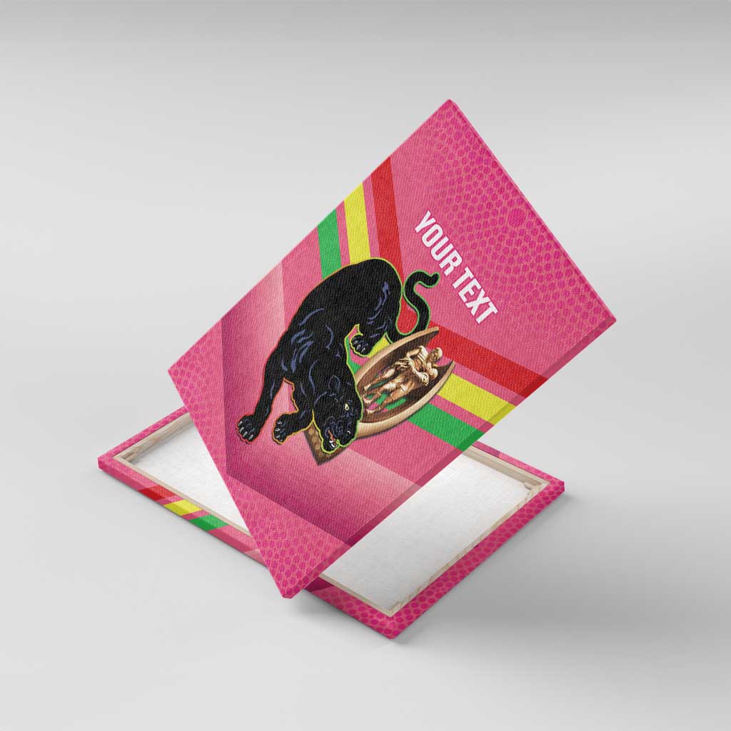 Personalised Panthers Rugby 2024 Canvas Wall Art Mascot With Trophy Go Champions Aboriginal Art - Pink