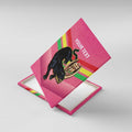 Personalised Panthers Rugby 2024 Canvas Wall Art Mascot With Trophy Go Champions Aboriginal Art - Pink