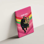 Personalised Panthers Rugby 2024 Canvas Wall Art Mascot With Trophy Go Champions Aboriginal Art - Pink