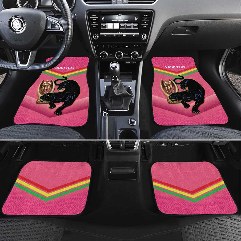 Personalised Panthers Rugby 2024 Car Mats Mascot With Trophy Go Champions Aboriginal Art - Pink