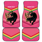 Personalised Panthers Rugby 2024 Car Mats Mascot With Trophy Go Champions Aboriginal Art - Pink
