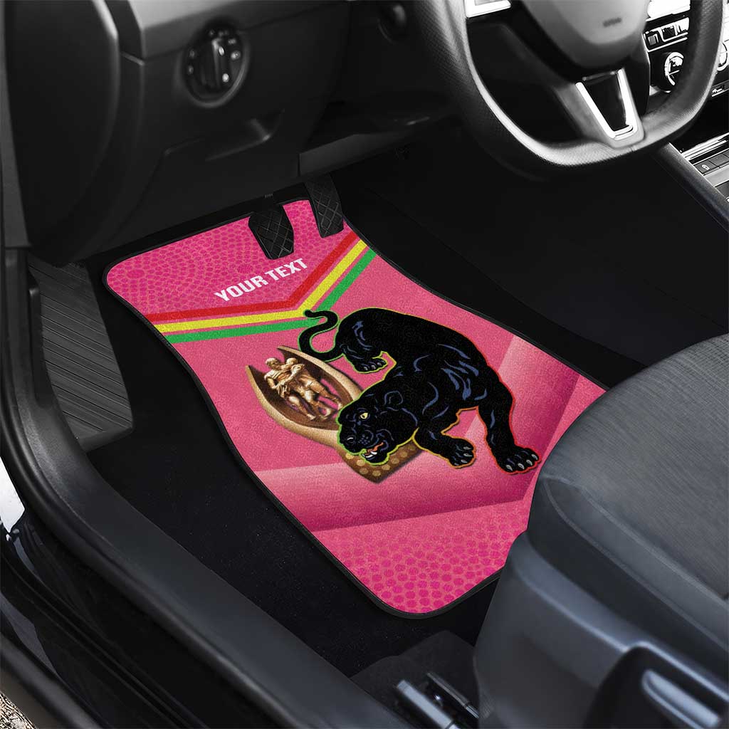 Personalised Panthers Rugby 2024 Car Mats Mascot With Trophy Go Champions Aboriginal Art - Pink