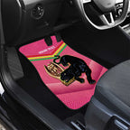 Personalised Panthers Rugby 2024 Car Mats Mascot With Trophy Go Champions Aboriginal Art - Pink