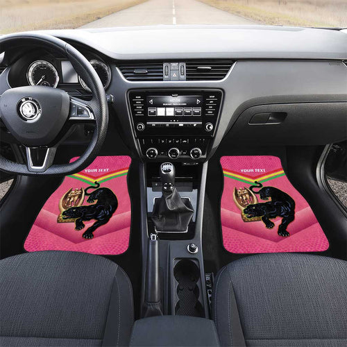 Personalised Panthers Rugby 2024 Car Mats Mascot With Trophy Go Champions Aboriginal Art - Pink