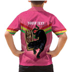 Personalised Panthers Rugby 2024 Family Matching Mermaid Dress and Hawaiian Shirt Mascot With Trophy Go Champions Aboriginal Art - Pink