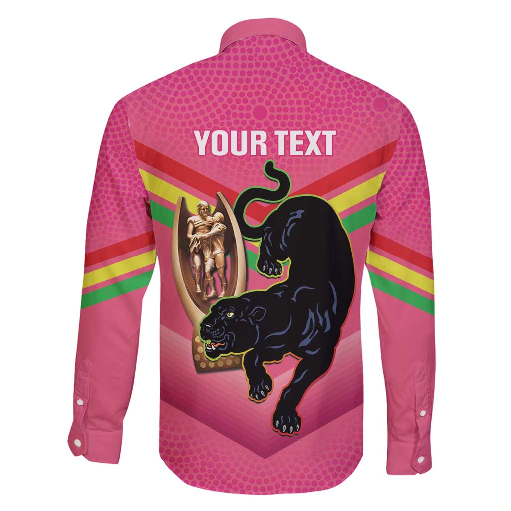 Personalised Panthers Rugby 2024 Family Matching Summer Maxi Dress and Hawaiian Shirt Mascot With Trophy Go Champions Aboriginal Art - Pink