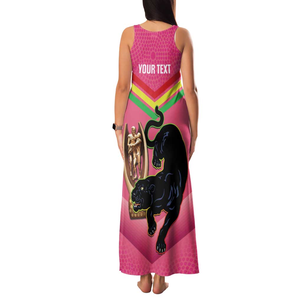 Personalised Panthers Rugby 2024 Family Matching Tank Maxi Dress and Hawaiian Shirt Mascot With Trophy Go Champions Aboriginal Art - Pink