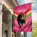 Personalised Panthers Rugby 2024 Garden Flag Mascot With Trophy Go Champions Aboriginal Art - Pink