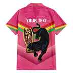 Personalised Panthers Rugby 2024 Hawaiian Shirt Mascot With Trophy Go Champions Aboriginal Art - Pink