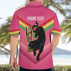 Personalised Panthers Rugby 2024 Hawaiian Shirt Mascot With Trophy Go Champions Aboriginal Art - Pink
